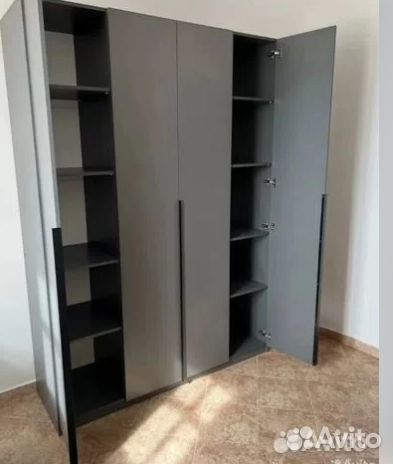 Шкаф распашной четырехдверный на 1600 Графит / Бел