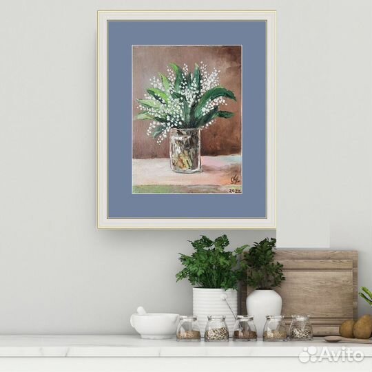 Букет ландышей. Весна Картина маслом 18\24см