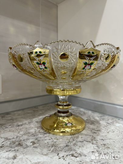 Ваза для фруктов на ножке хрусталь