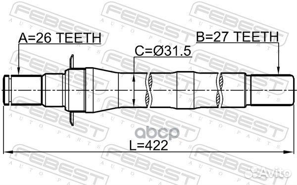 Полуось правая 27x422x26 1212-IX35AT4WD Febest