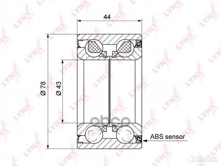 Подшипник ступицы передний (с ABS, 44x43x78) WB