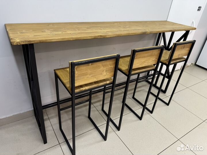Барный стол и стулья лофт