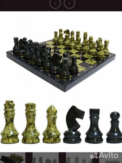 Шахматы подарочные из камня змеевик 39х39 см