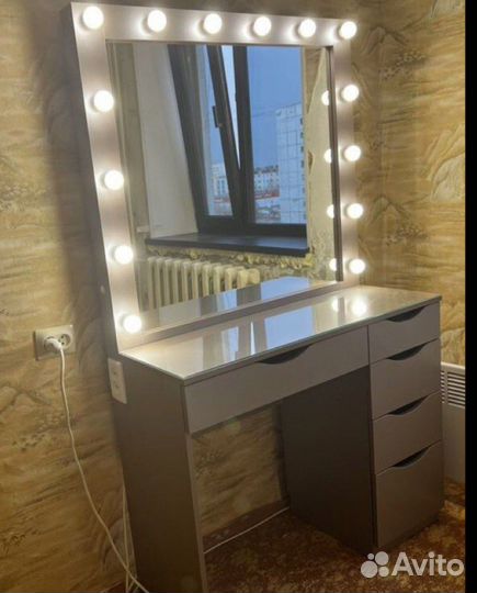 Гримерное зеркало с лампочками