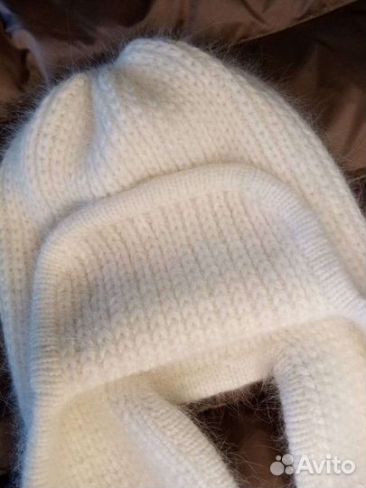 Шапка ушанка женская вязаная
