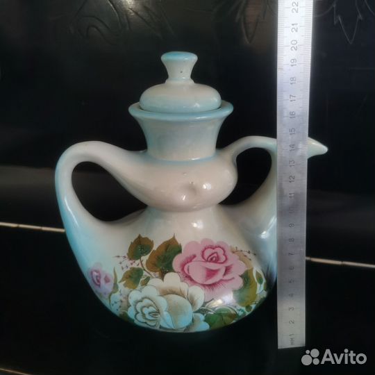 Керамический чайник, голубая керамика