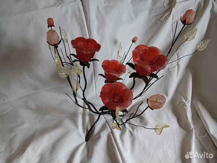 Роза декоративная метал + стекло