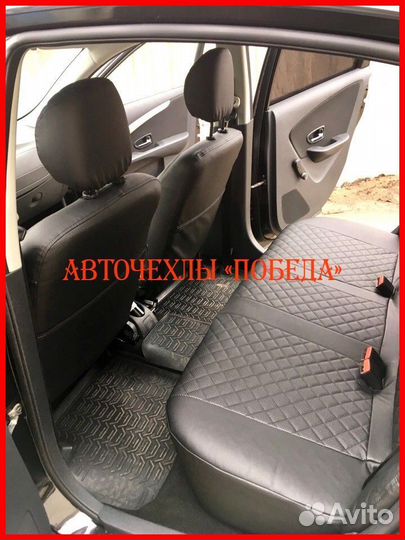 Чехлы Nissan Almera Classic из экокожи чёрные Ромб