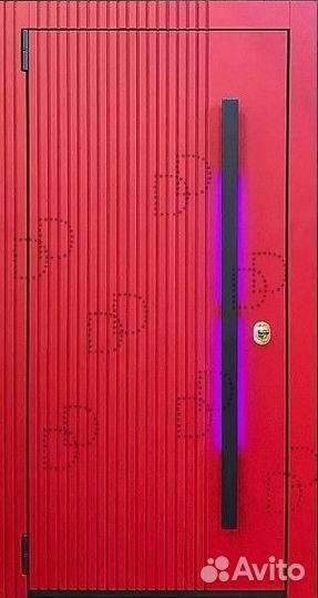 Красная металлическая дверь с терморазрывом