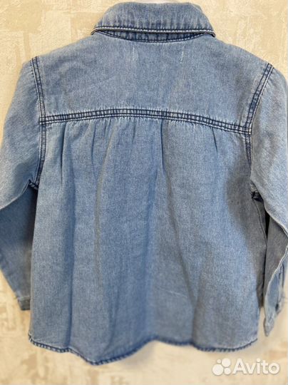 Джинсовая рубашка zara с карманом