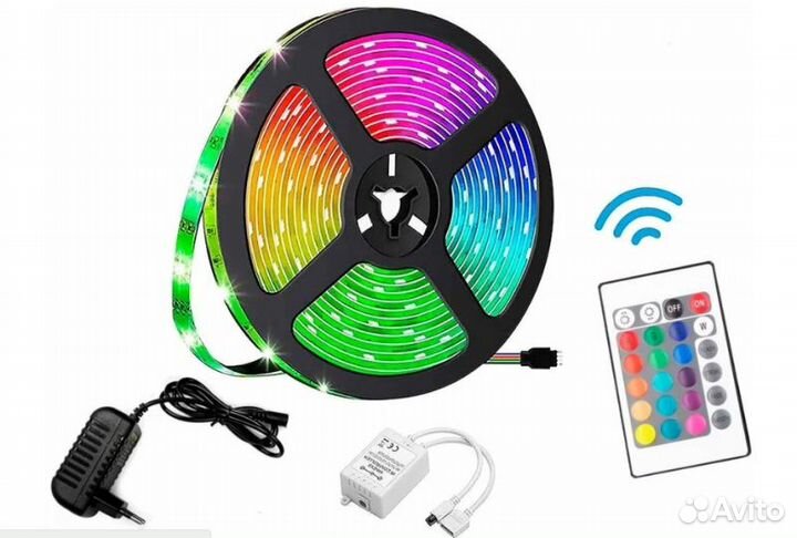 Светодиодная лента 16 цветов с пультом, 5м
