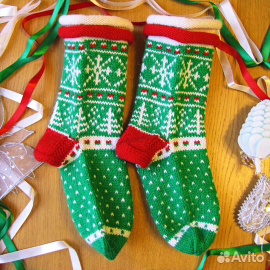 Шерстяные вязаные носки 