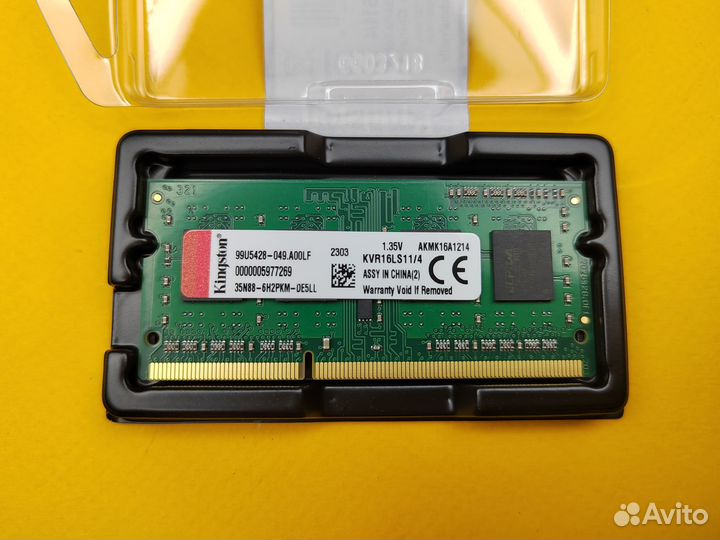 KingSton DDR3 L 1600 MHz 4 GB sodimm для ноутбука