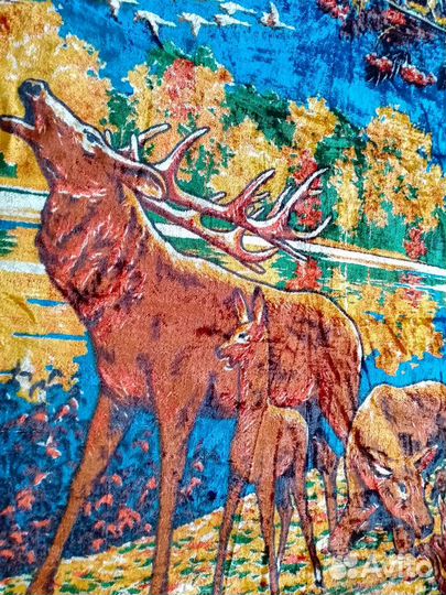 Покрывало ковер плюшевый СССР с оленями