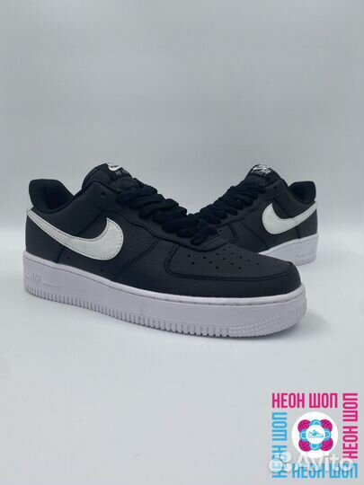 Кроссовки Nike Air Force 1 Black White Swoosh