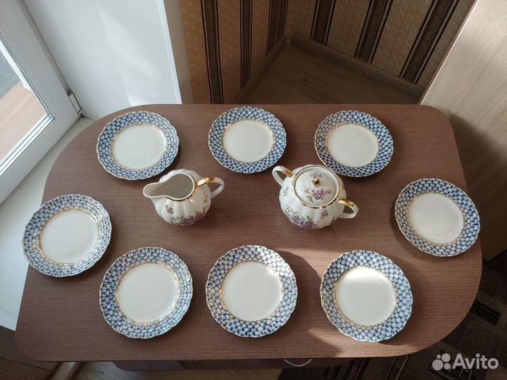 Кобальтовая сетка лфз, тарелки десертные