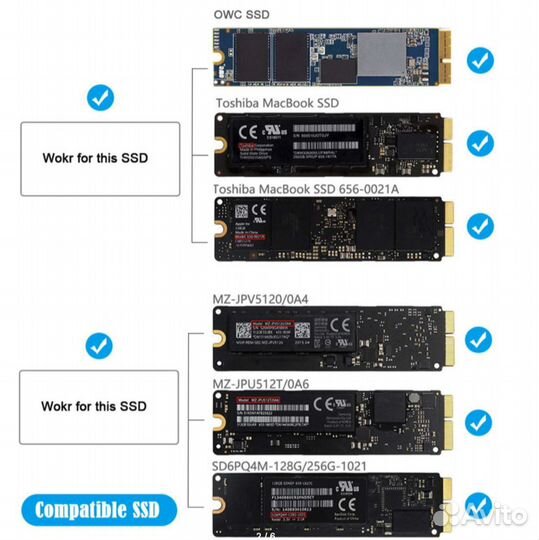 Адаптер PCI Express, 2013-2017 Mac SSD 12 + 16 Pin
