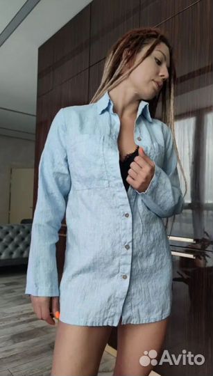 Льняная рубашка женская 52рр