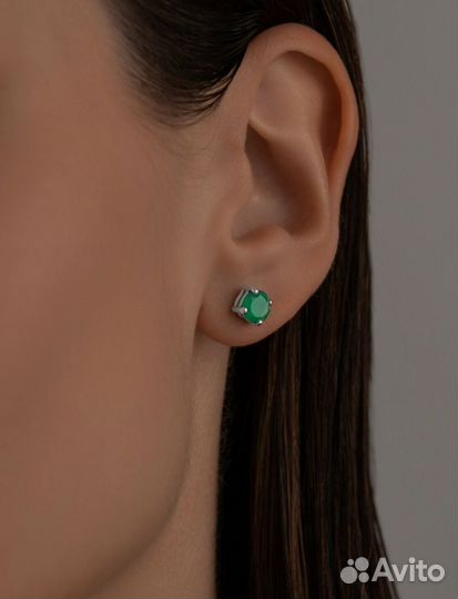 Серебряные серьги с агатом новые