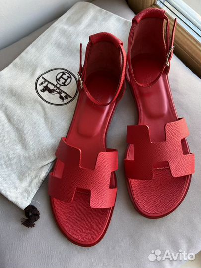 Сандалии Hermes epsom rouge