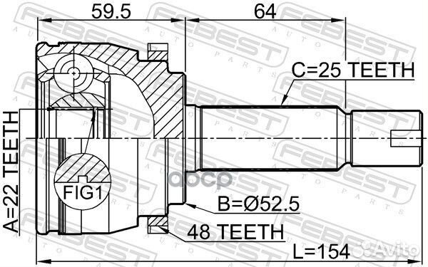 Шрус наружный 22x52.5x25 1210-sola48 Febest