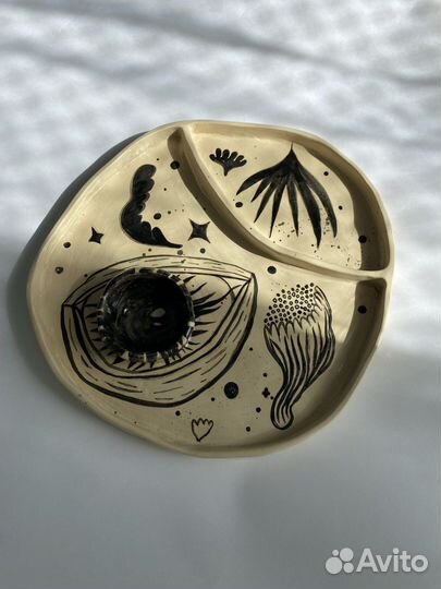 Керамическая тарелка ручной работы менажница