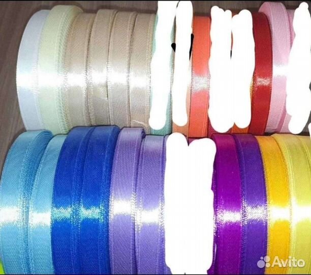 Ленты атласные 1см, стразы, полубусины