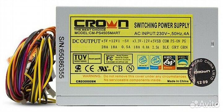 Блок питания ATX 450W Crown CM-PS450 Smart (20+4 p