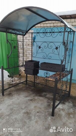 Мангал с печью под казан и крышей
