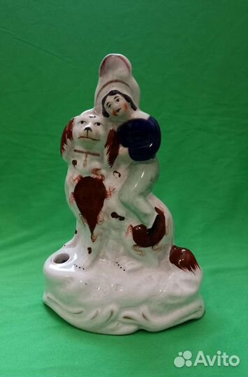 Статуэтка Staffordshire собака ньюфаундленд 19 век