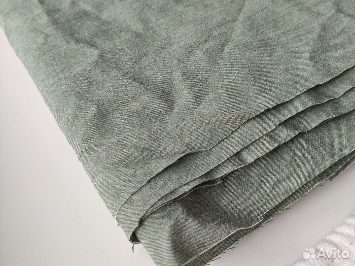 Отрез ткани стиранный хлопок зеленый