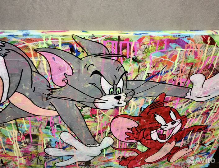 Tom & Jerry Картина акрилом на холсте Поп Арт