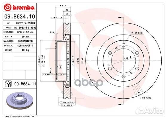 Диск тормозной передний 4351260191 09B63411 Brembo