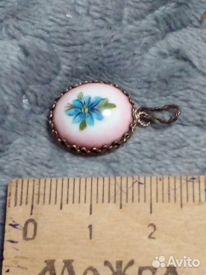 Кулон подвеска СССР. Финифть Мельхиор