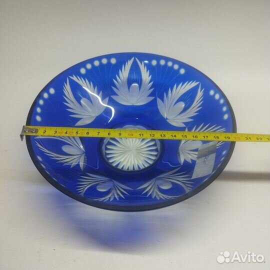 Сухарница хрусталь цветной резьба