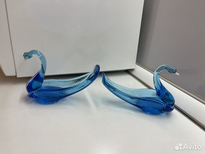 Статэтка лебедь СССР голубое стекло