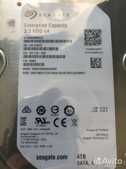 HDD Seagate Enterprise Capacity 4TB 5 лет гарантии