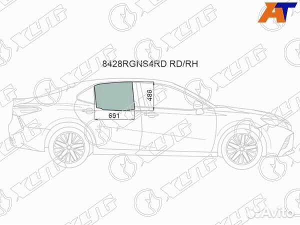 Стекло боковое опускное toyota camry europe/russia