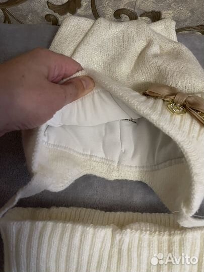 Комплект 3 шапки и шарф для девочки на 4-5лет