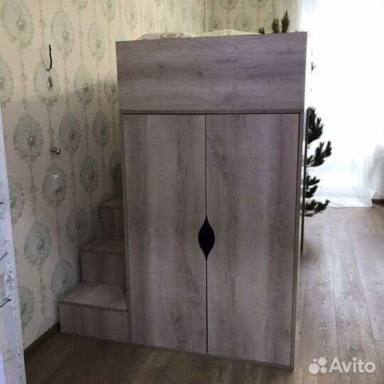 Детская кровать чердак со шкафом