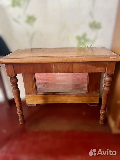 Старинное ростовое зеркало с консолью антиквариат