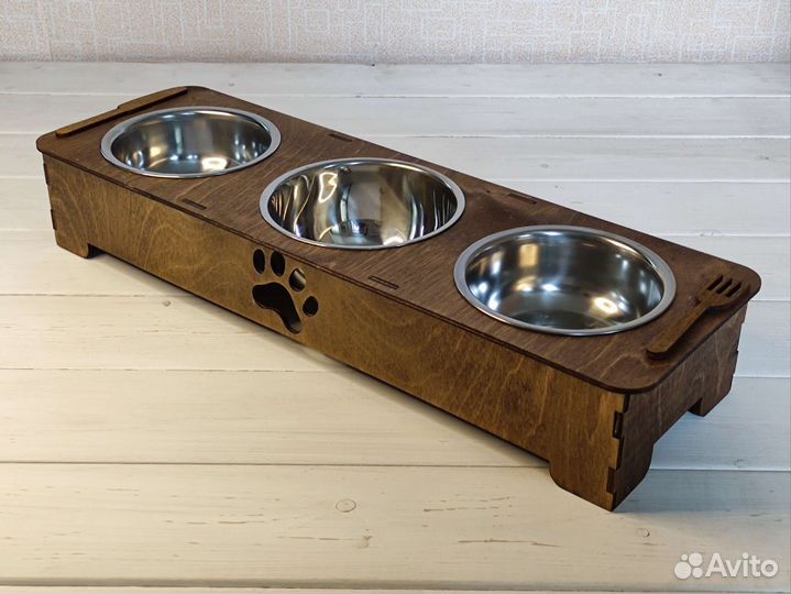 Тройная подставка для мисок с мисками