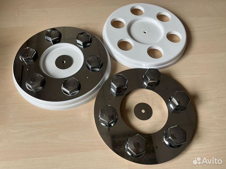 Колпаки на газель белые + нержавейка + колпачки хр