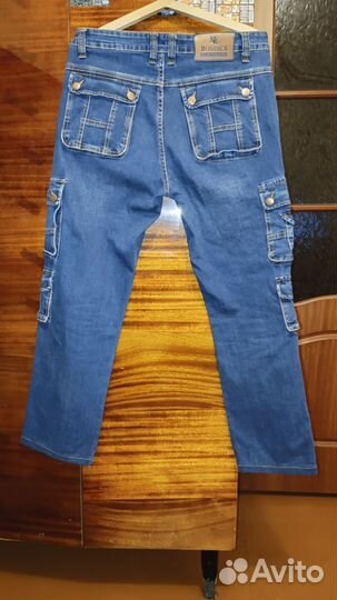 Джинсы широкие мужские синие