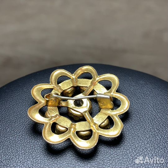 Винтажная Брошь Цветок Позолоченная Сделано В СССР