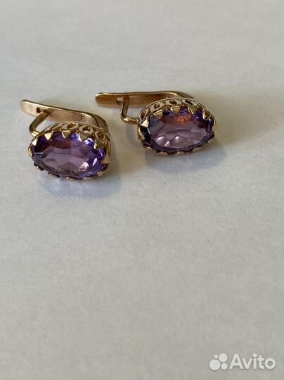 Золотые серьги 583 пр. С Александритом
