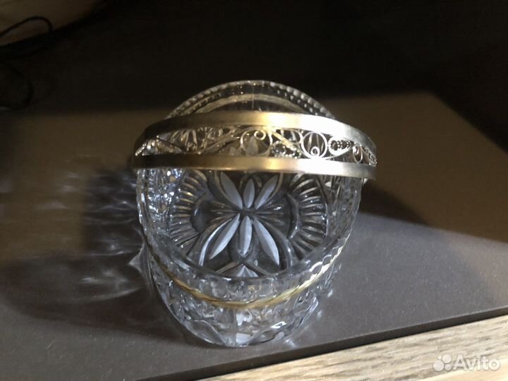 Ваза конфетница. Хрусталь. Скань. СССР