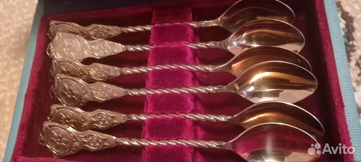 Советский набор чайных ложек. Золочение