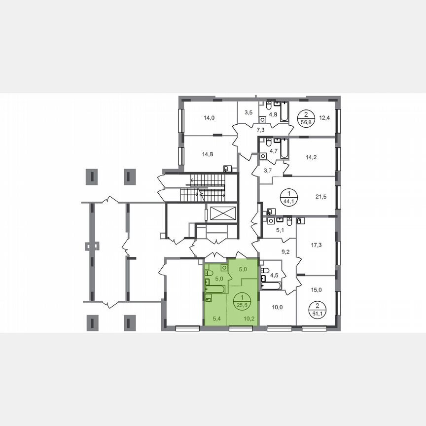 Квартира-студия, 25,6 м², 1/17 эт.