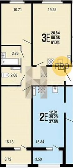 2-к. квартира, 61,9 м², 5/10 эт.